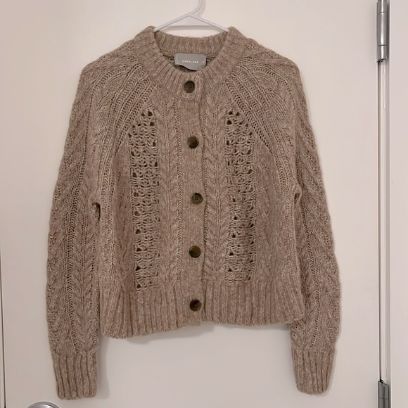 NWT Everlane Cloud Cable Cardigan Heathered Birch - Picture 3 of 5